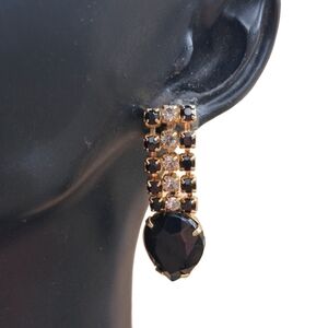 Glamorous Black & White Crystal Dangle Earrings | Formal or Evening Wear